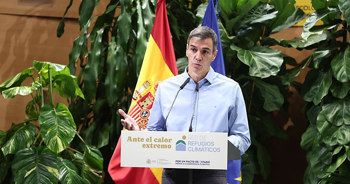 Sánchez presenta la Red de Refugios Climáticos y repite su pacto de Estado climático en plena ola de incendios