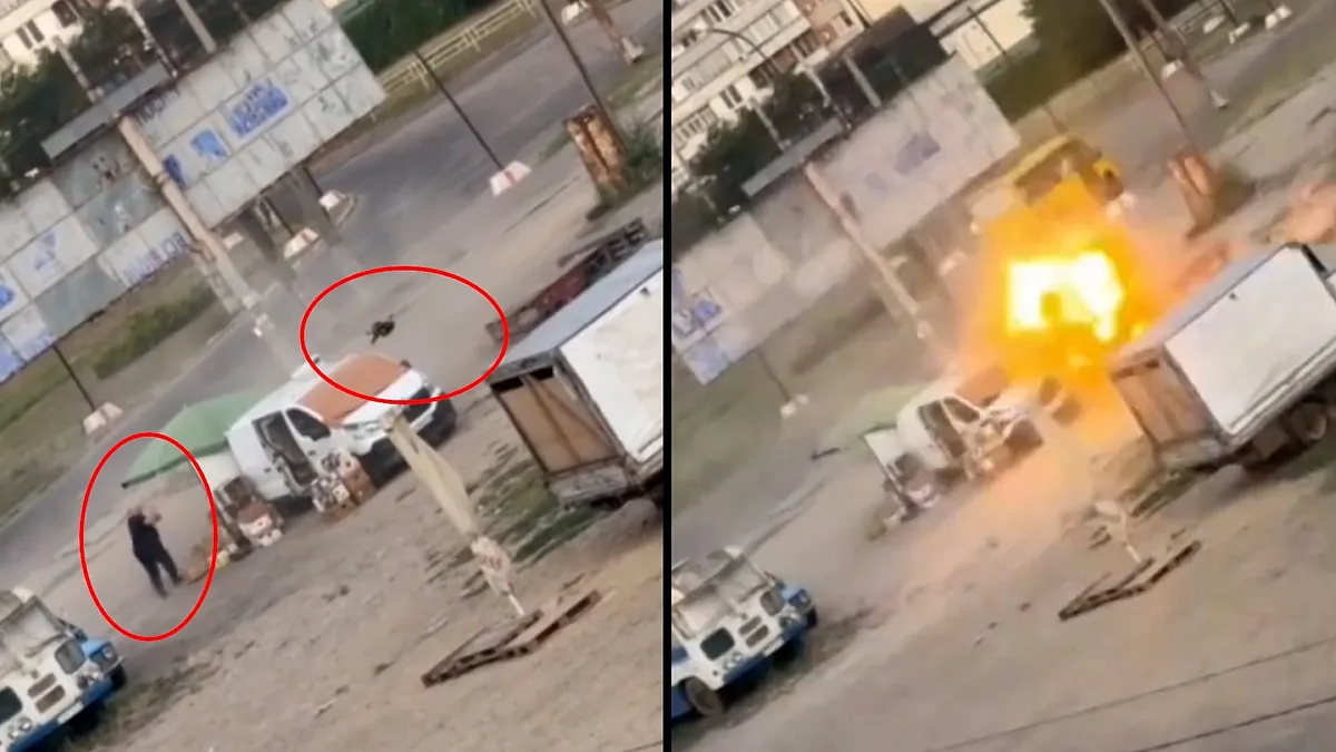 Un dron ruso persigue y hace explotar su carga sobre un vendedor de mercado en Jersón